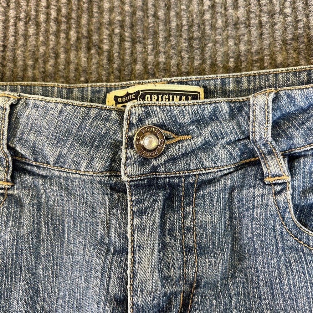 Route 66 Original Womens Bootcut Jeans Blue Medium Wash Embroidered Hearts 10 - Picture 7 of 8